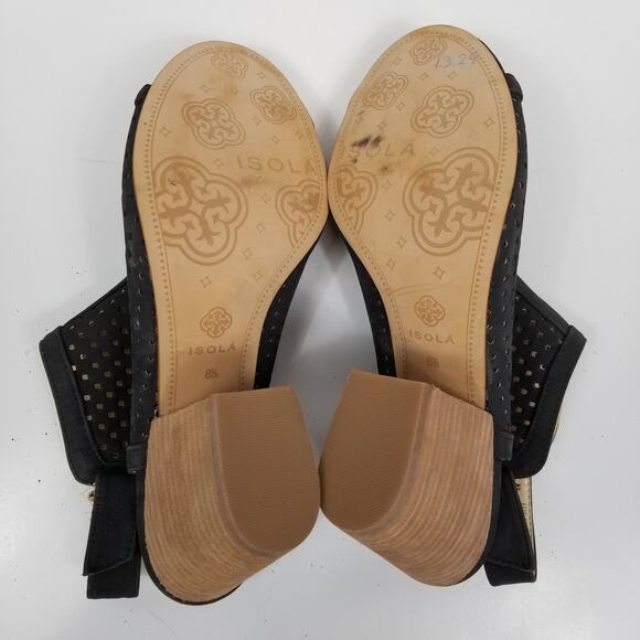 Isola Lora Perforated Block Heel Peep Toe Slingback Sandals Size 8.5 - Picture 5 of 8